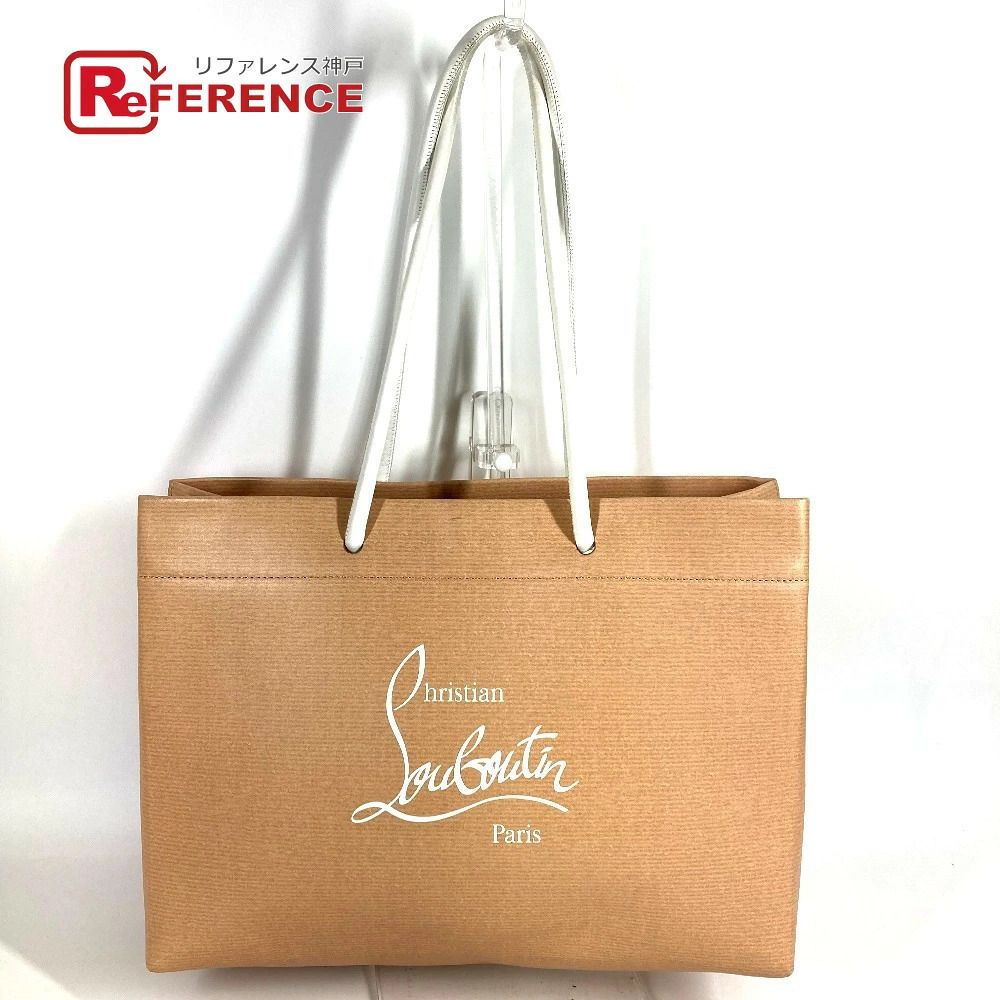 Christian Louboutin paper bag shoulder tote leather beige